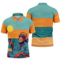 Monkey Gentleman Sunset Coast Hawaiian Golf Shirt, Men's Golf Shirt, Polo Shirts For Men