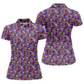 Cute Halloween Icon Pattern Golf Polo Shirt, Women's Golf Polo, Ladies Golf Shirts