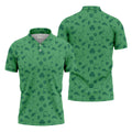 Dark Green Golf Items Seamless Pattern St. Patrick’s Day Shamrock Golf Shirt, Golf Shirts For Men