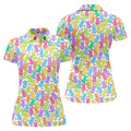 Pastel Easter Peeps Daisy Pattern Women Golf Top, Cute Golf Outfit, Ladies Golf Shirts