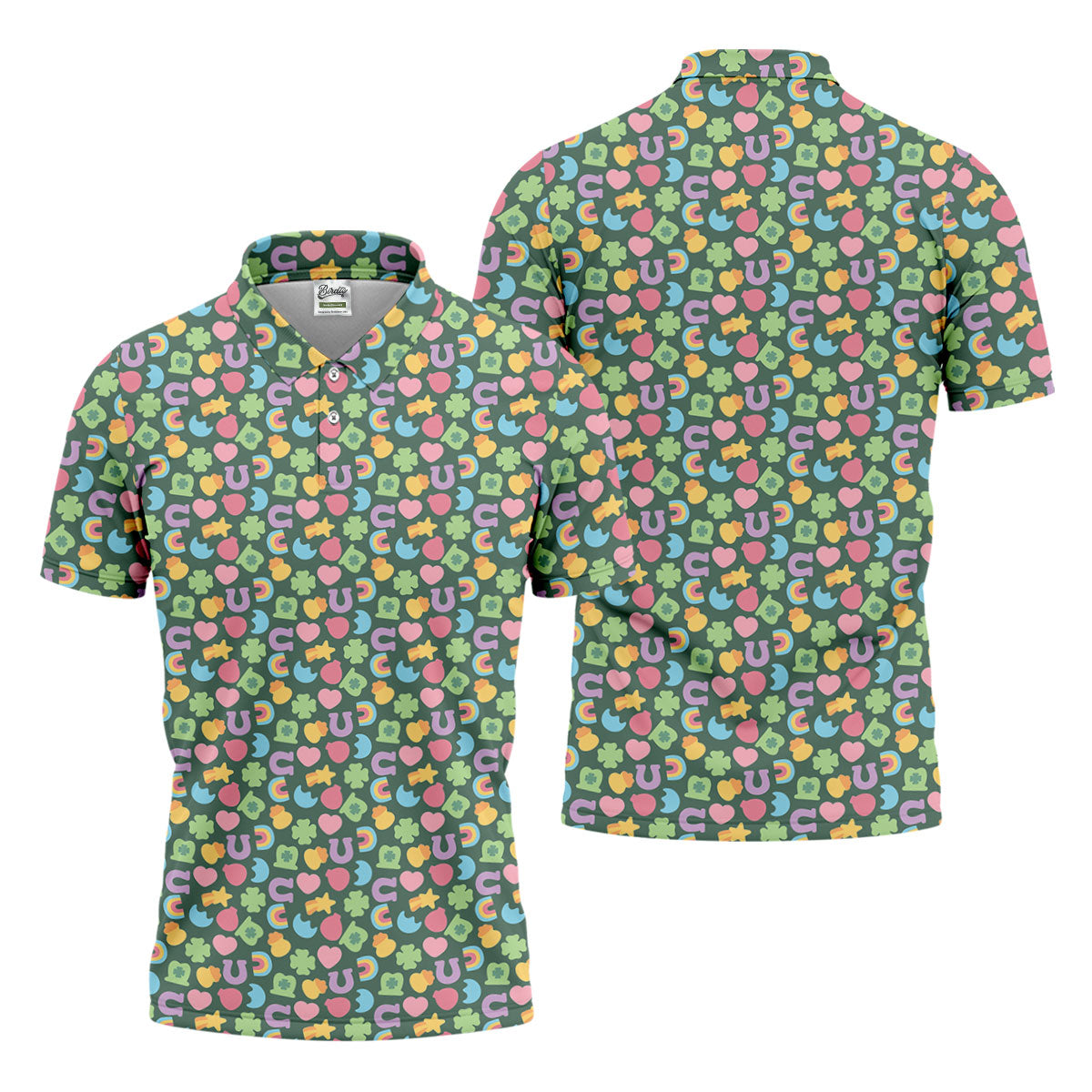 St Patrick's Day Lucky Charms Green Golf Shirt, Cute Golf Outfit, Polo Shirts For Men, Golf Shirts For Men