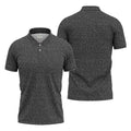 Black Text Pattern Golf Polo Shirt, Golf Shirts For Men, Printed Golf Shirts
