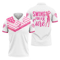Swing For A Cure Pink Flag Breast Cancer Polo Shirt, Men's Golf Shirt, Printed Golf Shirts