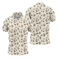 Vintage Bourbon Whiskey Golf Pattern Polo Shirt, Golf Polo Shirts For Men, Mens Golf Apparel