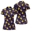 Funny Rubber Duck Retro Pattern Hawaiian Golf Shirt, Women's Golf Tops, Ladies Golf Shirts