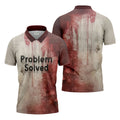 Bloody Problem Solved Men's Golf Shirts, Halloween Golf Shirt, Halloween Theme Shirts, Fun Golf Shirts For Mens