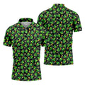 St Patrick's Day Beer Golf Ball Pattern Shamrock Golf Shirt, Polo Shirts For Men, Golf Shirts For Men