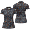 Funny Golf Bourbon Cigar Pattern Polo Shirt, Women’s Golf Polo, Golf Shirts For Women