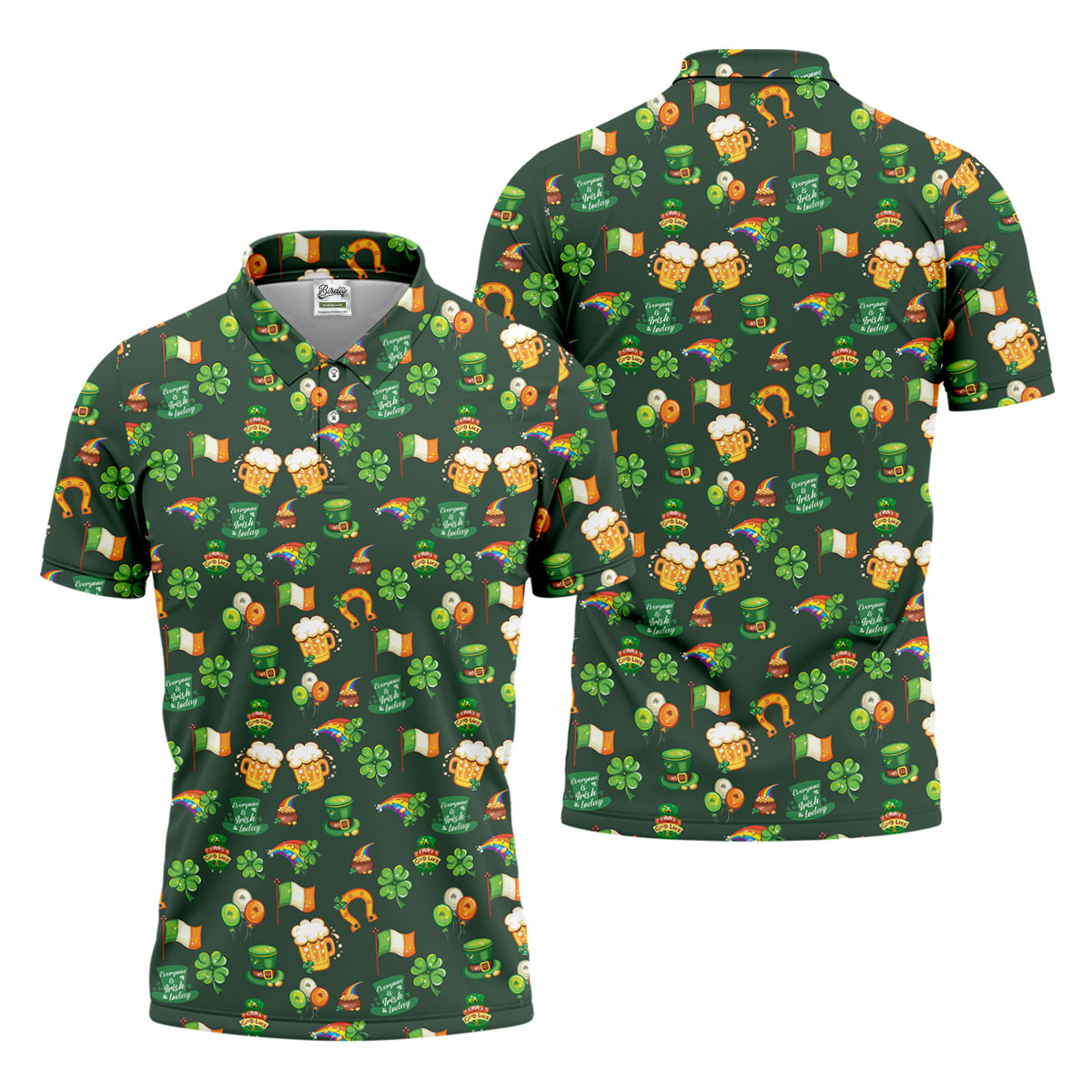 Everyone Is Irish Today Shamrock St Patrick's Day Dark Green Golf Shirt, Polo Shirts For Men, Golf Shirts For Men