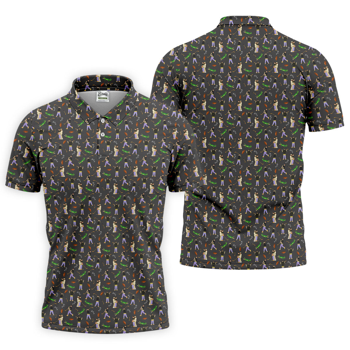 Funny Golf Lesson Alligator Pattern Polo Shirt, Golf Shirts For Men, Mens Golf Apparel