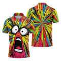 Screaming Face Colorful Retro Hawaiian Golf Shirt, Men's Funny Golf Shirts