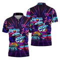 80s Retro Party Golf Shirt, Neon Synthwave Sunset Pattern, Golf Shirt For Men