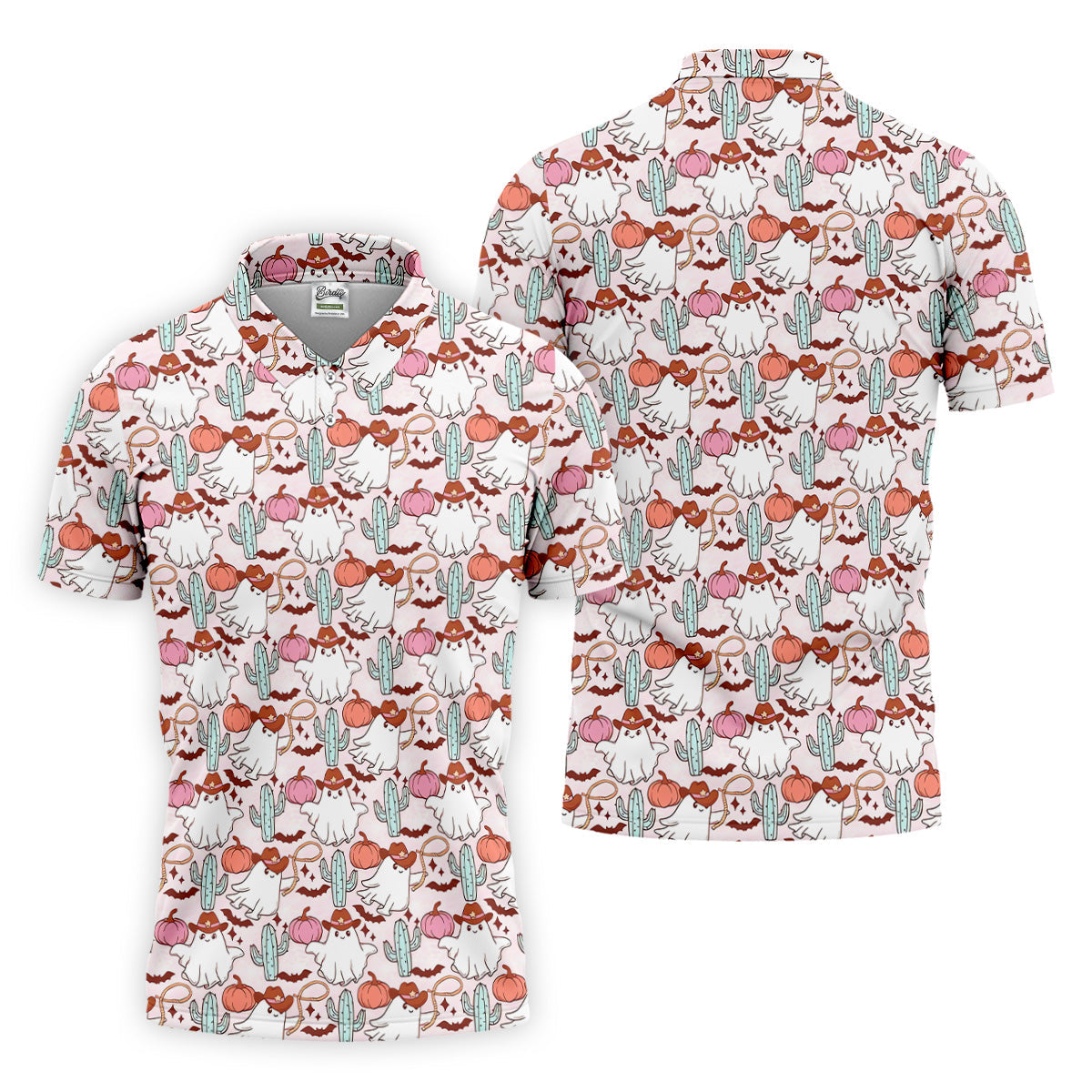 Cowboy Ghost Howdy Halloween Fun Golf Shirts For Men, Polo Shirts For Men, Golfing Apparel