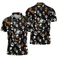 Halloween Pumpkin Skeleton Pattern Golf Polo Shirt, Hawaiian Golf Shirt, Mens Golf Apparel