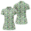 Leopard Pattern St Patrick's Day Shamrock Golf Shirt, Fun Women's Golf Shirts, Women's Golf Tops