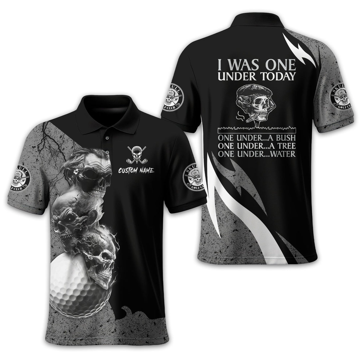 I Was One Under Today Custom Golf Polo Shirt, Skull Golf Shirt, Gift For Golfers, Funny Golf Polo Shirt