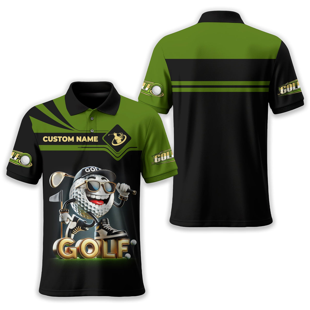 Funny Golf Ball Shirt, Custom Men's Golf Polo Shirt, Golfing Apparel, Funny Golf Polos, Gift For Golfers