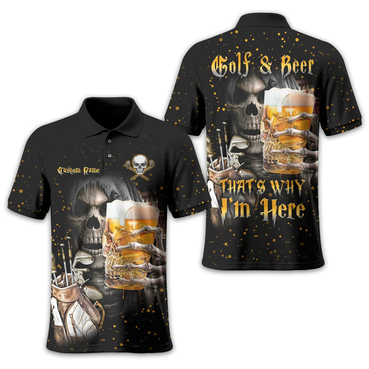 Golf And Beer Personalized Polo Golf Shirt, Gift For Golfers, Golf Gift Ideas