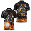 Golf And Beer That's Why I'm Here Custom Skull Golf Polo Shirt, Gift For Golfers, Golf Gift For Men