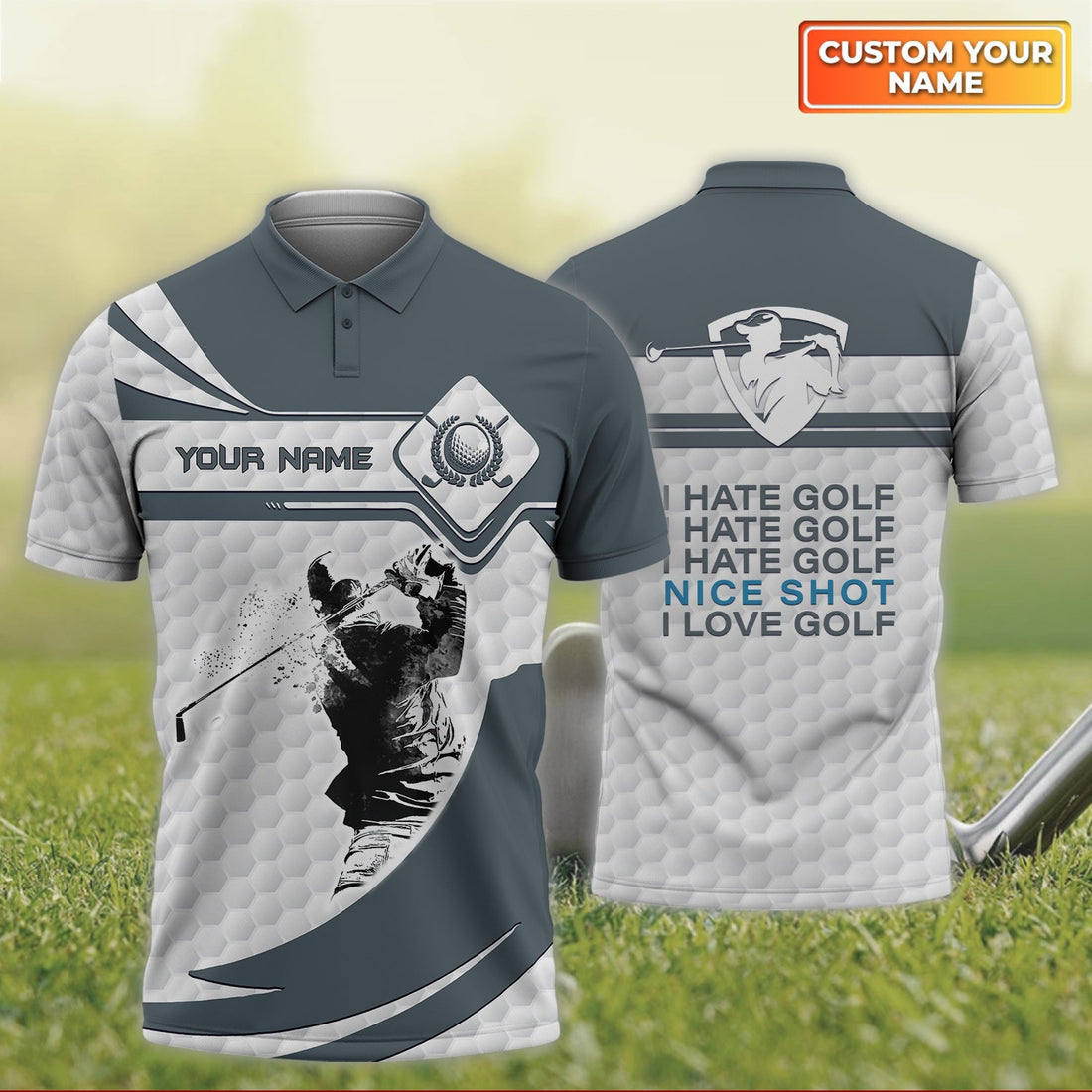 I Hate Golf Golf Men's Golf Polo Shirt, Golfing Apparel, Mens Golf Gift, Funny Golf Shirt