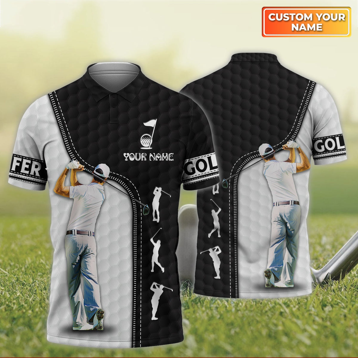 Golf- Personalized Name 3D Polo Shirt For Golfers