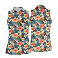 Large Hibiscus Flowers Tropical Vibe Ladies Golf Tops, Hawaiian Golf Shirts, Golf Shirt For Women