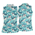 Animated Shark Hawaiian Golf Shirt, Fun Women's Golf Shirts, Ladies Golf Shirts