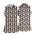 Retro Alien Head Pattern Golf Shirt, Women's Golf Tops, Ladies Golf Tops