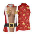 Santa Suit Gold Stars Christmas Golf Shirt, Women’s Golf Polo, Golf Tops For Women
