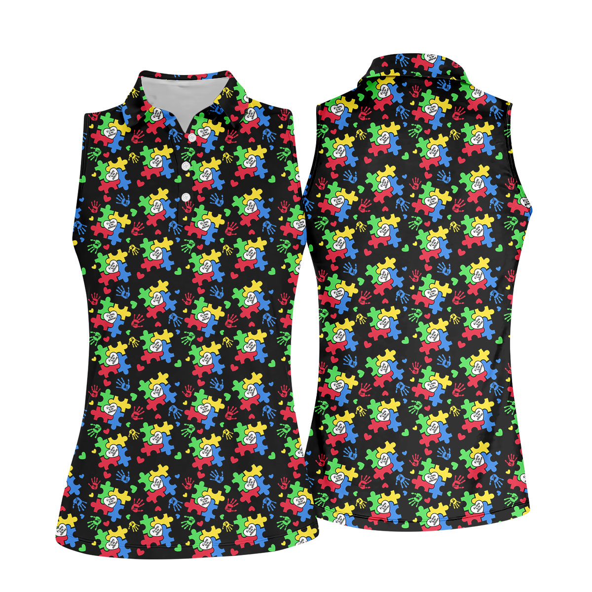 It's Okay To Be Different Autism Puzzle Women's Golf Tops, Autism Awareness Colors Ladies Golf Polos