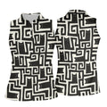 Minimalist Black Cat Maze Pattern Golf Polo Shirt, Women's Golf Tops, Golf Polo For Women
