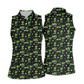 Three Leaf Clover Golf And Beer St Patrick's Day Black Golf Shirt, Women's Golf Shirts, Ladies Golf Polos