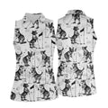 Vintage Golfing Dogs Pattern Golf Polo Shirt, Women’s Golf Polo, Golf Tops For Women