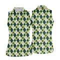 Green And White Argyle Pattern St Patrick's Day Golf Shirt, Women's Golf Shirts, Ladies Golf Polos