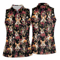 Cute Corgi Floral Hawaiian Pattern Polo Shirt, Womens Golf Polo, Funny Golf Shirt