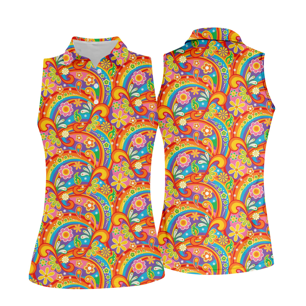 Rainbow Floral LGBT Support Hawaiian Golf Shirt, Retro Golf Shirt, Women's Golf Tops