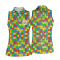 It's Okay To Be Different Colorful Puzzle Pattern Autism Awareness Golf Shirt For Women, Ladies Golf Polos