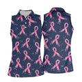 Pink Floral Ribbon Breast Cancer Awareness Polo Shirt, Ladies Golf Shirt, Performance Golf Shirt