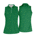 Golf And Beer Lucky Four Leaf Clover St Patrick's Day Green Women's Golf Tops, Golf Gift For Ladies