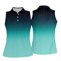 Turquoise Gradient Golf Ball Pattern Hawaiian Golf Shirt, Golf Shirt For Women