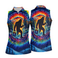 Tie Dye Bigfoot Fishing Forest Golf Shirt, Women’s Golf Apparel, Golf Tops For Women
