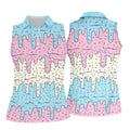 Ice Cream Drip Hawaiian Golf Shirt, Summer Sweets Women's Golf Tops, Ladies Golf Shirts
