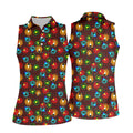 Colorful Christmas Light Plaid Women's Golf Tops, Christmas Golf Shirt, Golf Gift For Ladies