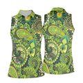 Paisley Print Green Golf Shirt, Ladies Golf Shirts, Golf Shirt For Women, Ladies Golf Polos