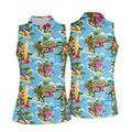 Hawaiian T Rex Surfboard Beach Hawaiian Golf Shirt, Golf Polo For Women, Printed Golf Shirt