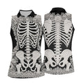 Floral Skeleton Halloween Golf Polo Shirt, Women’s Golf Polo, Golf Shirts For Women