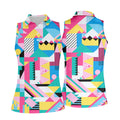 Memphis Pattern Golf Shirt, Retro 80s Geometric Color Block Design, Golf Shirt For Women