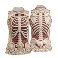 Knitted Skeleton Sequin Halloween Polo Shirt, Golf Shirts For Women, Womens Golf Tops