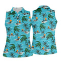 Tropical Alligators on Island Beaches Hawaiian Golf Polo, Golf Tops For Women, Golfing Apparel