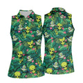 UFO and Alien Tropical Forest Hawaiian Golf Polo, Golf Tops For Women, Golfing Apparel